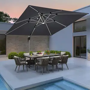 Wholesale Cantilever Romanswimming Pool Chairr Umbrella Cafe Umbrella Base Outdoor Furniture LED Parasols Patio Garden Outdoor