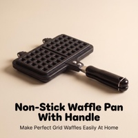 Pembuat Waffle Lipat Gantung untuk Kompor Gas, Aluminium Cor Anti Lengket Dua Sisi 33x21cm, untuk Dapur Rumah
