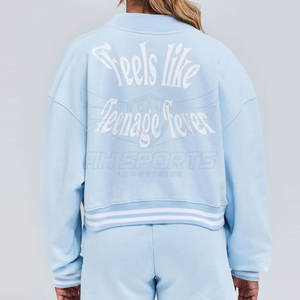 Grande taille respirant femmes recadrée veste universitaire Logo personnalisé brodé culture femmes Letterman Baseball vestes - Product Image 5