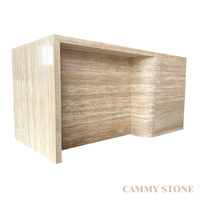 Table de cuisine multifonctionnelle en marbre travertin beige moderne Cammy, origine Chine, pour maison, appartement, villa
