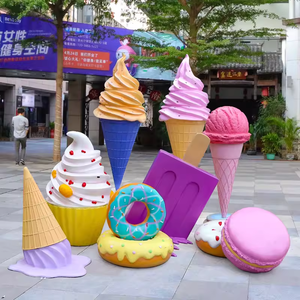 Escultura de Helado de Fibra de Vidrio, Escultura Pintada a Mano, Decoración de Centro Comercial, Escultura <span class=keywords><strong>Gigante</strong></span> de Conos de Helado para Exteriores, Escultura de <span class=keywords><strong>Donut</strong></span> - Product Image 6