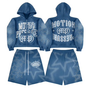 Ensemble de survêtement décontracté deux pièces pour homme, en tissu polaire respirant de haute qualité, avec logo personnalisé, style streetwear, comprenant un sweat à capuche et un short - Product Image 3