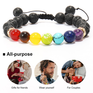 7 <span class=keywords><strong>Chakra</strong></span> 8mm braccialetto di guarigione in pietra naturale Stress rilievo Yoga perline ansia braccialetto braccialetto di pietra lavica Rock <span class=keywords><strong>Chakra</strong></span> bracciale - Product Image 5