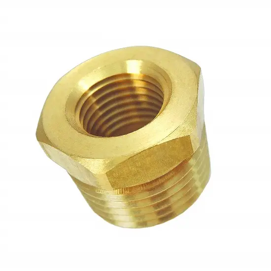 Brass Reducer Hex Bushing Reducing Cast Metals Brass Pipe Fitting Adapter 1/8 Male Pipe x 1/4 Female Pipe