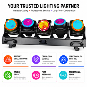 ไฟเวที LED แบบเคลื่อนย้ายได้ 5x120W <span class=keywords><strong>Tornado</strong></span> พร้อมเอฟเฟกต์วงแหวนซูม RGBL สำหรับคอนเสิร์ต คลับ และให้เช่า - Product Image 4