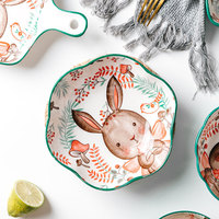 Vaisselle lapin créative tasse porte-oeufs vaisselle Pâques mignonne assiette à dessert bol en céramique porcelaine cadeaux en porcelaine osseuse
