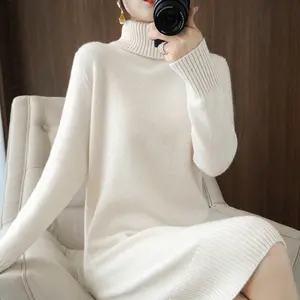 WS14 Wholesale Winter ladies High Neck Sweater Chandails De Femmes Chandail Crochet Knit Plaid Turtleneck Sweaters Women