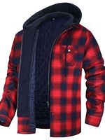 Veste isolante à capuche zippée en polaire à carreaux pour homme, idéale pour les trajets quotidiens en hiver – Vente en gros