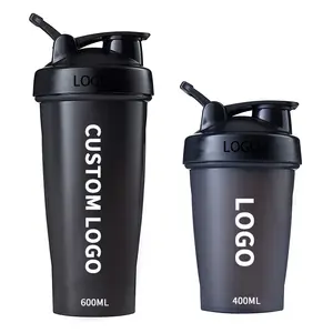 XINGXI Logo personnalisé 400ml 600ml Bouteille shaker de protéines en plastique noir classique pour bouteilles d'eau de sport de gymnastique