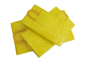 Sacs en papier de vente au détail Made in Italy, marque Carte Dozio, en kraft blanc, avec poignée torsadée jaune, pour supermarché et exposition, 18+8x24cm, paquet de 25 pièces - Product Image 2