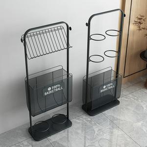 Estante de almacenamiento multifuncional para balones de baloncesto para niños, organizador de balones para interiores, tipo de pie para sala de estar, material de hierro - Product Image 2