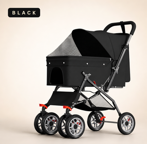 Carrito Plegable Rosa para Mascotas, de Cuatro Ruedas, para Perros y Gatos, con Toldo de Malla y Cesta de Almacenamiento - Product Image 2
