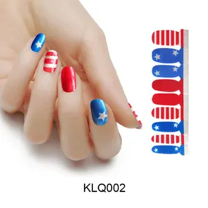 Full Cover Letter Luxury 3d Stars And Stripes Logo del marchio adesivo personalizzato smalto per unghie adesivi per unghie bandiera americana