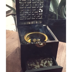 Wooden Bakhoor Burner with Storage Drawer Traditional Oud Incense Burner Charcoal Holder for Home Fragrance Ramadan <b>Eid</b> Decor - Product Image 5
