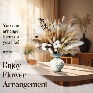 <span class=keywords><strong>Bouquet</strong></span> de fleurs <span class=keywords><strong>séchées</strong></span> naturelles pour décoration rustique bohème d'automne pour la maison : Blé, Lavande, Eucalyptus, Queues de lapin, Tiges de coton, Herbe de la pampa - Product Image 6