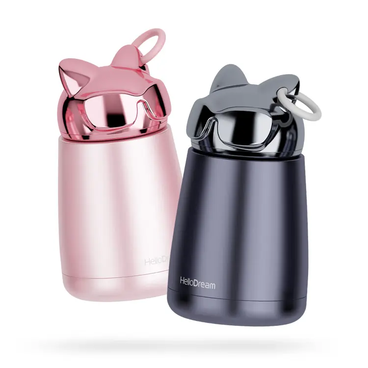 X&W 300 ML flask vacuum KING cat stainless steel smart water bottle