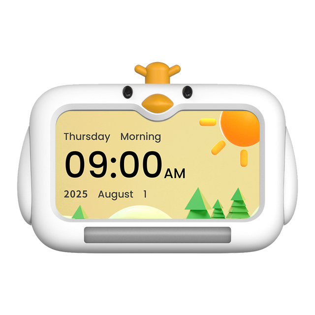 Kids Digital Electronic Alarm Clock Sleep Training Color-Changing LED Light OK Wake Alarm for Toddlers 7-inch Screen Cute Design