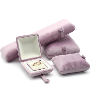 高端现代贝壳形天鹅绒首饰盒带纽扣戒指耳环项链吊坠手链储物 - Product Image 1