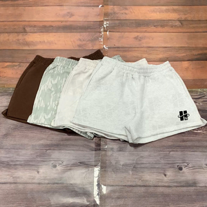 Wholesale Elastic Waist Jogger Shorts Custom Embroidery Logo Casual 100% Cotton French Terry <b>Athletic</b> Camo Women Sweat Shorts - Product Image 4