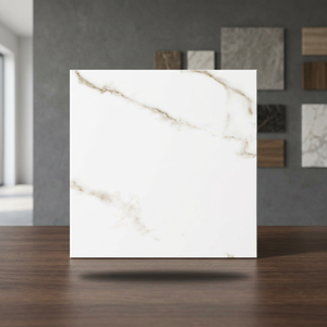 Carrara 600x600mm Glossy Polished Porcelain Tiles White Marble Effect Interior Floor Design 60x60cm - Product Image 1