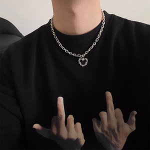 قلائد هيب هوب للرجال والنساء أزياء بسيطة من التيتانيوم الصلب سلسلة مجوهرات ملفوفة بطبقتين (NL907) - Product Image 3