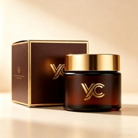 Pot en verre ambré YC Premium avec couvercle en plastique doré, conteneur cosmétique vide personnalisable de luxe pour marque de soins de la peau haut de gamme