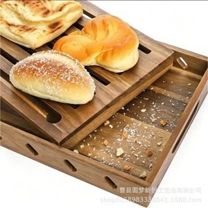 Bandejas de madera maciza para pan, platos de madera para exhibir pasteles y repostería, platos rectangulares para sushi. - Product Image 5