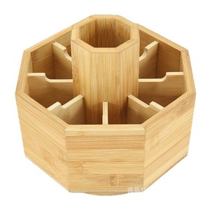 Wooden <b>Makeup</b> Organizer Rotating Storage <b>Box</b> With Drawers For Desktop Use - Product Image 5