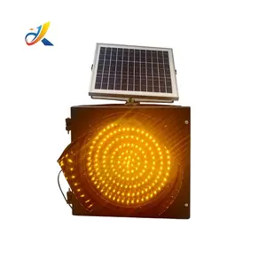 Continuous Power Supply Solar Energy Flashing Light Yellow Warning Safety Led Traffic Light