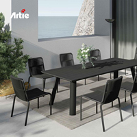 Ensemble de table à manger extensible en aluminium Artie mobilier de salle à manger de luxe pour hôtels et restaurants table et chaises d'extérieur