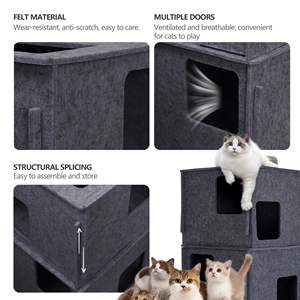 Peekaboo <span class=keywords><strong>บ้าน</strong></span>แมวบ้า<span class=keywords><strong>น</strong></span>ทรงสี่เหลี่ยมถ้ำที่ซ่อ<span class=keywords><strong>น</strong></span>ของแมวทนทา<span class=keywords><strong>น</strong></span>ถอดออกได้รู้สึกว่าอุโมงค์แมวบ้านสำหรับในร่ม - Product Image 5