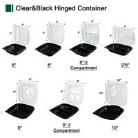 Conteneur réutilisable à base noire et couvercle ventilé transparent, résistant à la chaleur et compatible micro-ondes, avec ou sans 3 compartiments