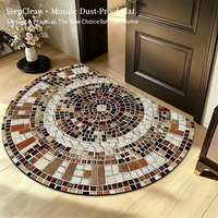 Tapis de porte demi-cercle en mosaïque personnalisable en polyester écologique, antidérapant, durable, anti-poussière et facile à nettoyer pour hall d'entrée