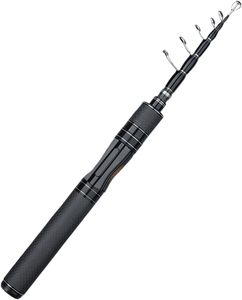 Canne à pêche télescopique multi-sections en fibre de carbone, courte, portable, pour la perche, 1,5 m, 1,65 m - Product Image 1