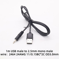 Kopfhörer 2,5mm Adapter Mono-Stecker 3,5mm Männlicher Aux-Audiostecker auf USB 2.0 Männliches USB-Kabel