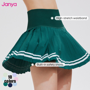 Janya Quick Dry 4-Way <strong>Stretch</strong> Breathable Pickleball Wear Short Sleeve Polo Shirts 2-Piece Sets Pockets High Waist Tennis <strong>Skirt</strong> - Product Image 4