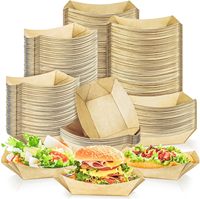 Boîte à hot dog à emporter biodégradable et jetable Kraft Plateau à salade écologique Porte-collation au poulet frit Assiettes et bols en papier