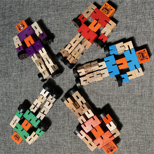 Niños transformación <span class=keywords><strong>Robot</strong></span> bloques de construcción juguetes de madera para niños coche figura modelo rompecabezas aprendizaje inteligencia juguete regalos - Product Image 5
