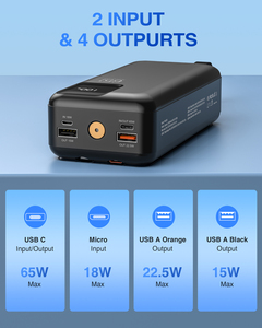 แบตสำรองพลังงานแสงอาทิตย์แม่เหล็กไร้สาย 30000mAh 65W พร้อมสายในตัว จอแสดงผล LED ชาร์จเร็ว 2-in-1 ช่องเสียบ Type-C สำหรับชาร์จเข้า/ออก แบตเตอรี่ลิเธียมโพลิเมอร์ - Product Image 5