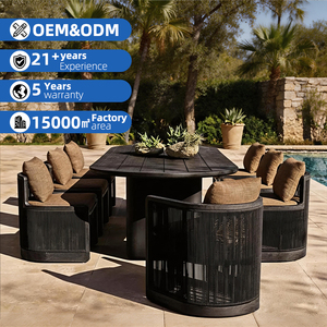 티크 야외 식탁 세트 고급 야외 가구 호텔 정원 세트 빌라 정원 테이블 및 의자 세트 식탁 세트 8인용 - Product Image 1