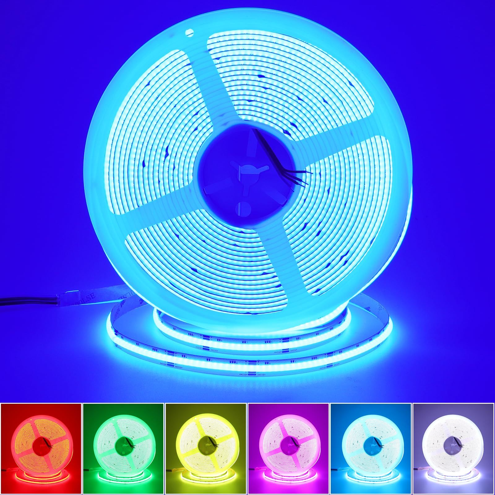 COB LED Light Strip RGB Color-changing Ultra-bright Low-voltage Adjustable Silicone CRI 90 Residential Lighting Applications