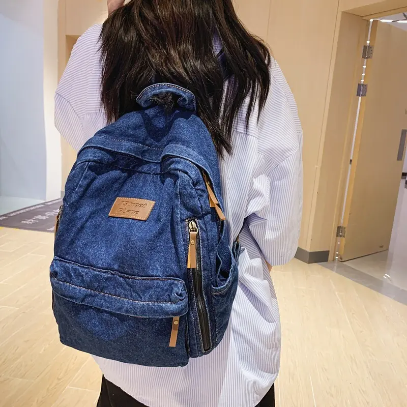 Large capacity denim backpack, new fashionable backpack