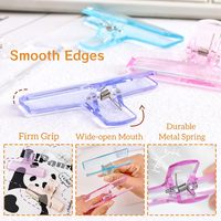 Clips de reliure en acrylique transparent couleur bonbon, clips à longue queue et clips à nœud pour l'école, le bureau et le rangement de cuisine