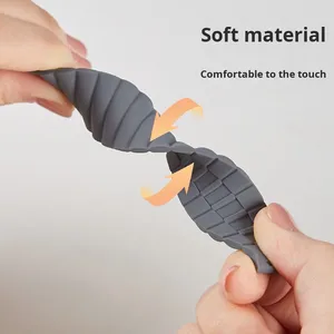 Hebilla de onda de bucle de lujo, junta de bambú de silicona para <span class=keywords><strong>correa</strong></span> de reloj Samsung, <span class=keywords><strong>correa</strong></span> de reloj con botón pulsador de 22mm para <span class=keywords><strong>Apple</strong></span> <span class=keywords><strong>Watch</strong></span> - Product Image 4