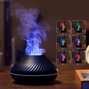 Outstanding Good Quality Flame Aroma Diffuser Essential Oil Lamp 130ml USB Portable Air Humidifier With Color Night Light