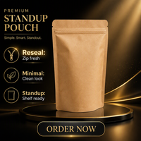 Sachet refermable en papier kraft, emballage autoportant pour aliments en poudre, thé, café