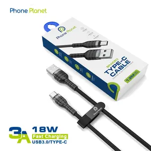 Teléfono planeta aleación de aluminio tyoe C Cable trenzado para Samsung xiaomi Huawei Oppo vivo para Android USB C cabke