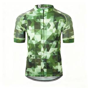 Maillot de Ciclismo Profesional Verde Geométrico de Sublimación de Alta Calidad, Secado Rápido, Transpirable, Personalizable, Unisex, para Ciclistas de Carretera y Montaña - Product Image 1
