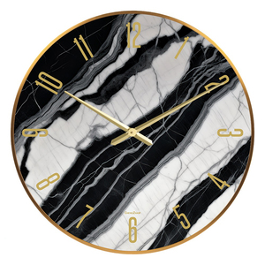 <span class=keywords><strong>Orologio</strong></span> da Parete in Vetro con Logo Personalizzato, Design Montagna al Tramonto, Moderno Rosso Arancione, Silenzioso al Quarzo, Rotondo, per Soggiorno e Arredamento Casa - Product Image 2