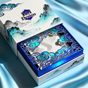 New Arrival phân hủy sinh học dập nổi món quà nhỏ Ngăn kéo trượt hộp giấy với miếng bọt biển lót màu đen cao cấp bao bì - Product Image 3